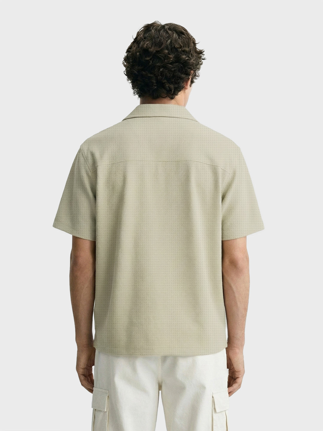 Men's Green Boxy Fit Textured Utility Shirt
