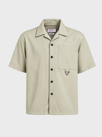 Men's Green Boxy Fit Textured Utility Shirt