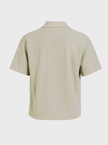 Men's Green Boxy Fit Textured Utility Shirt