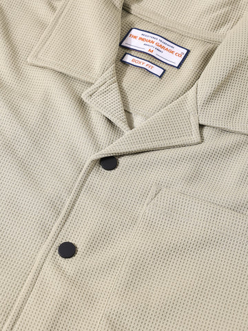 Men's Green Boxy Fit Textured Utility Shirt