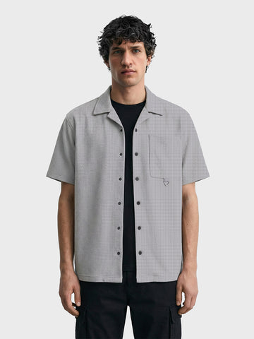 Men's Grey Boxy Fit Textured Utility Shirt