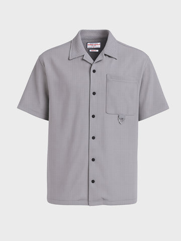 Men's Grey Boxy Fit Textured Utility Shirt