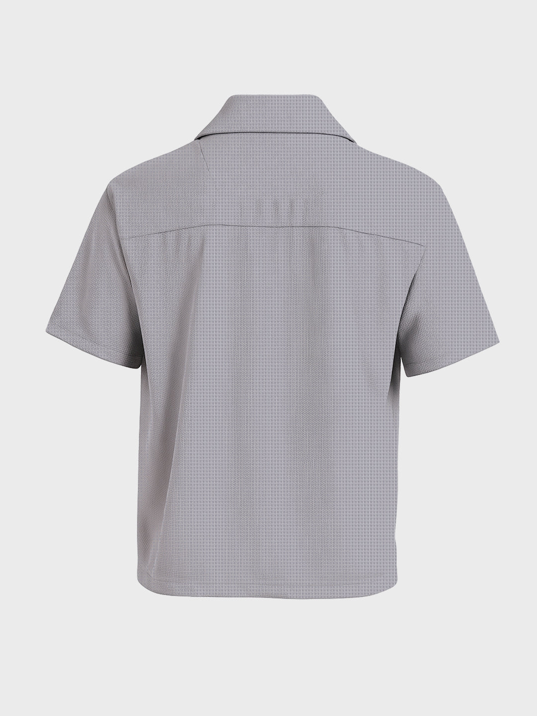 Men's Grey Boxy Fit Textured Utility Shirt