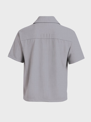 Men's Grey Boxy Fit Textured Utility Shirt