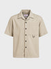 Men's Beige Boxy Fit Textured Utility Shirt