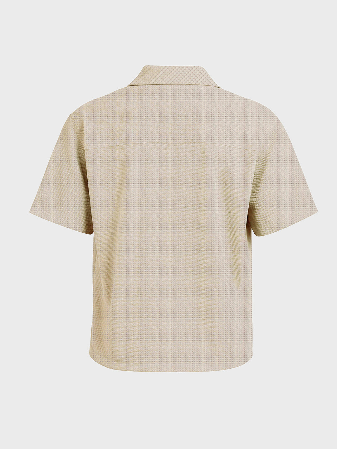 Men's Beige Boxy Fit Textured Utility Shirt