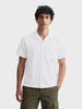 Men's White Boxy Fit Textured Utility Shirt