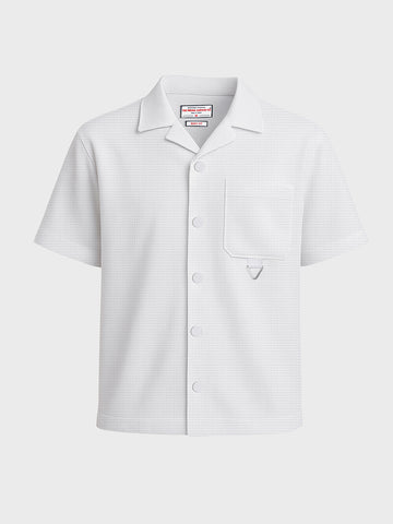 Men's White Boxy Fit Textured Utility Shirt