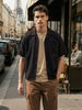 Men's Black Boxy Fit Textured Utility Shirt