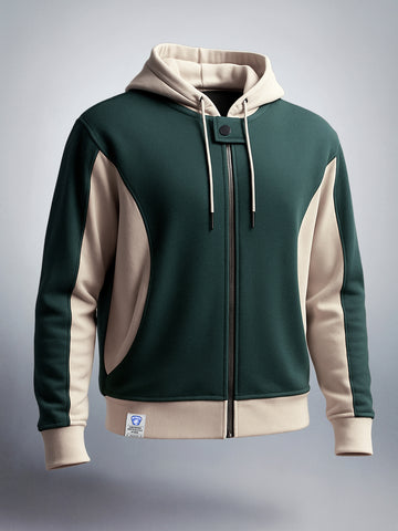 Men's Green Boxy Fit Graphic Printed Casual Sweatshirt