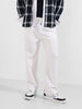 Men's White Relaxed Fit Textured Casual Trousers