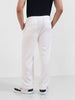 Men's White Relaxed Fit Textured Casual Trousers