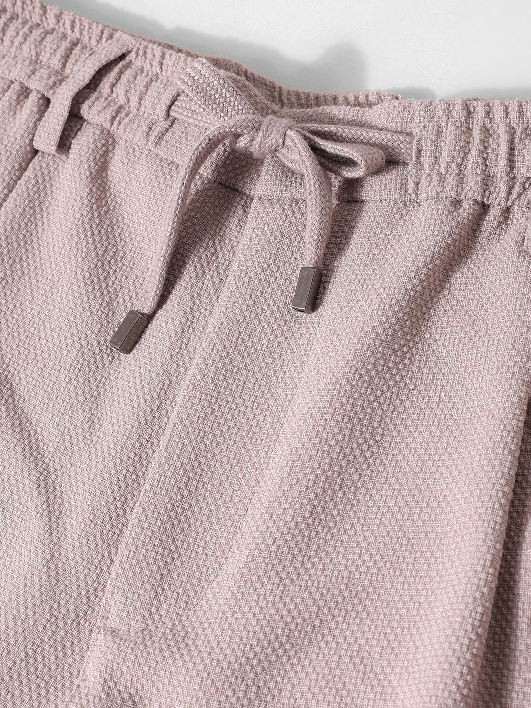 Men's Grey Relaxed Fit Textured Casual Trousers
