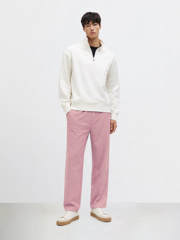 Men's Pink Relaxed Fit Textured Utility Trousers
