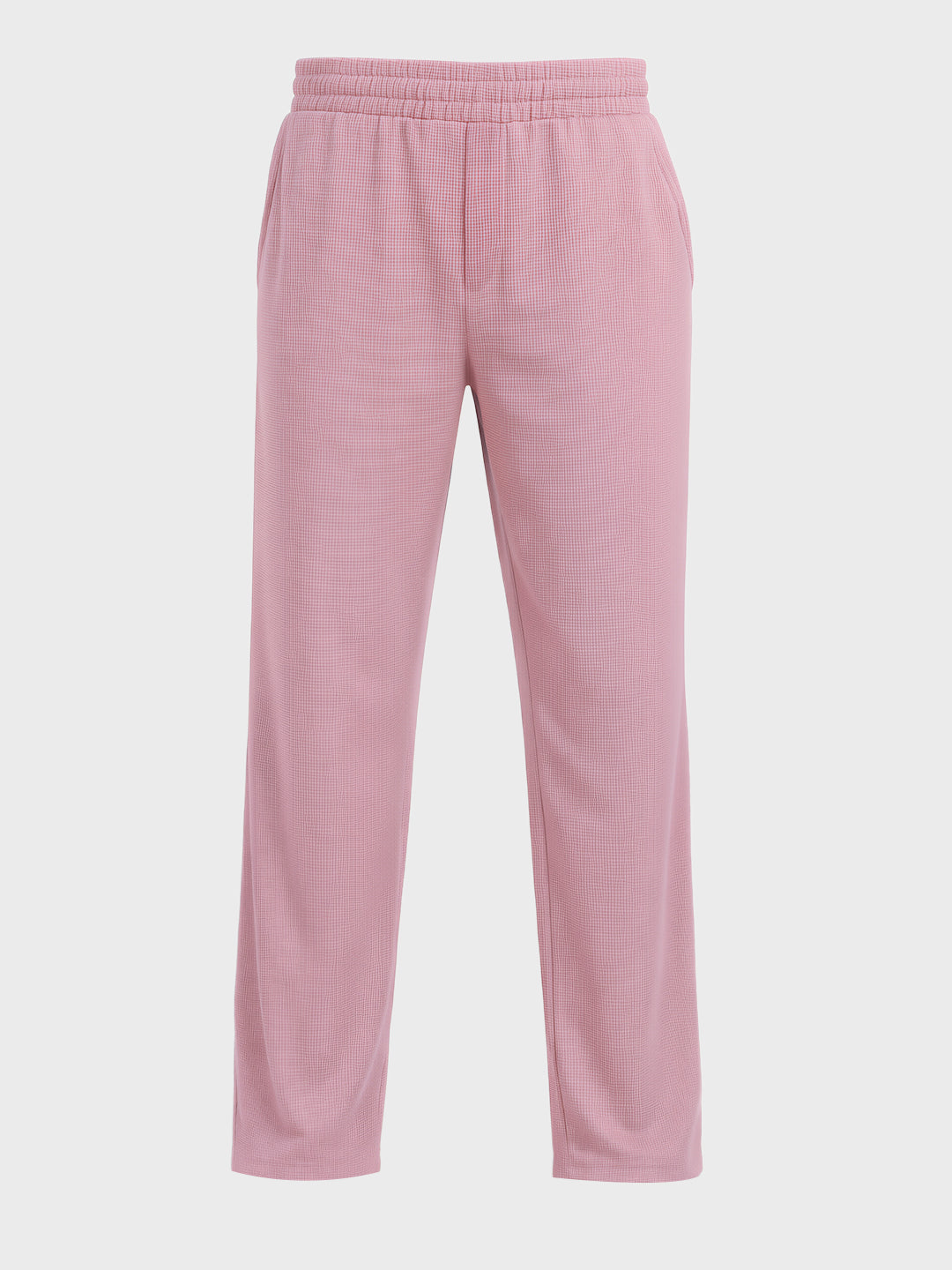 Men's Pink Relaxed Fit Textured Utility Trousers