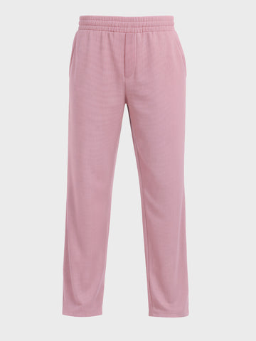 Men's Pink Relaxed Fit Textured Utility Trousers
