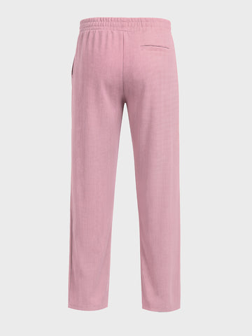 Men's Pink Relaxed Fit Textured Utility Trousers