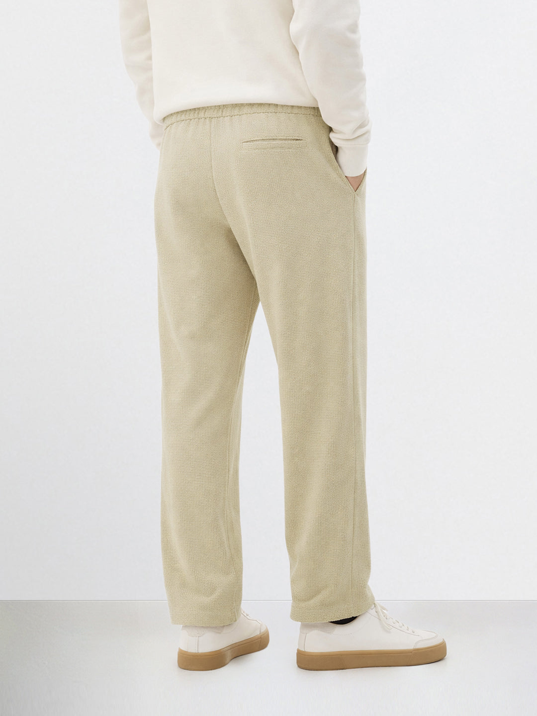 Men's Green Relaxed Fit Textured Utility Trousers