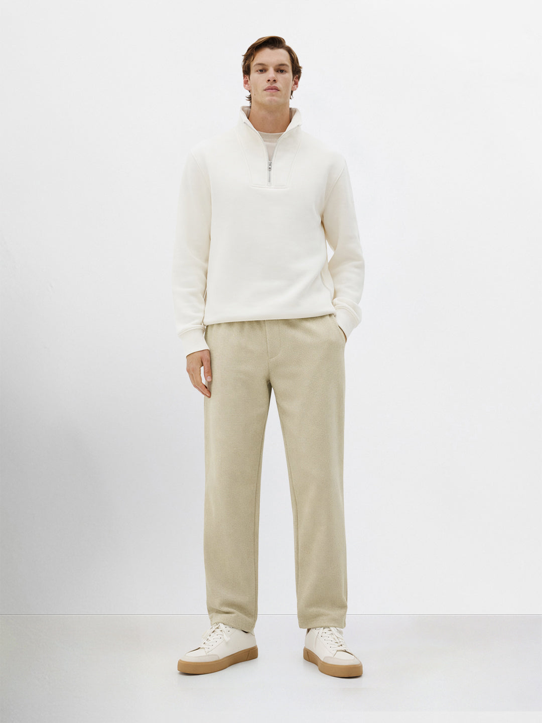 Men's Green Relaxed Fit Textured Utility Trousers