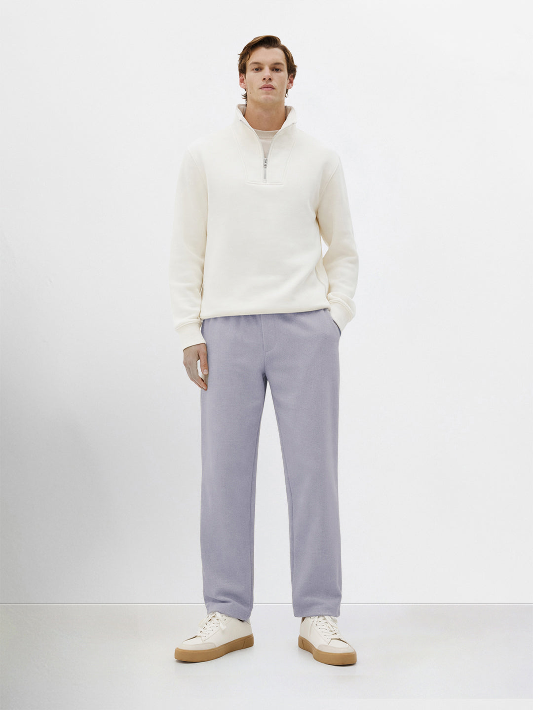 Men's Grey Relaxed Fit Textured Utility Trousers