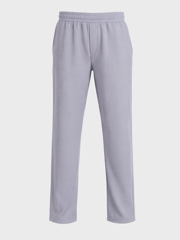 Men's Grey Relaxed Fit Textured Utility Trousers