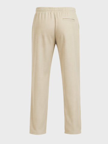 Men's Beige Relaxed Fit Textured Utility Trousers