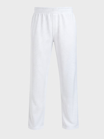Men's White Relaxed Fit Textured Utility Trousers
