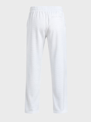 Men's White Relaxed Fit Textured Utility Trousers