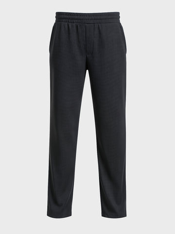 Men's Black Relaxed Fit Textured Utility Trousers