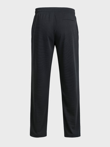 Men's Black Relaxed Fit Textured Utility Trousers