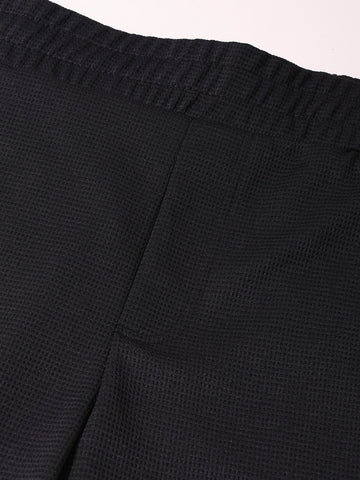 Men's Black Relaxed Fit Textured Utility Trousers