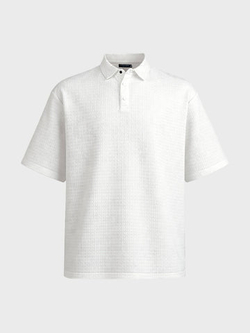 Men's White Boxy Fit Solid Casual Polo T-Shirt