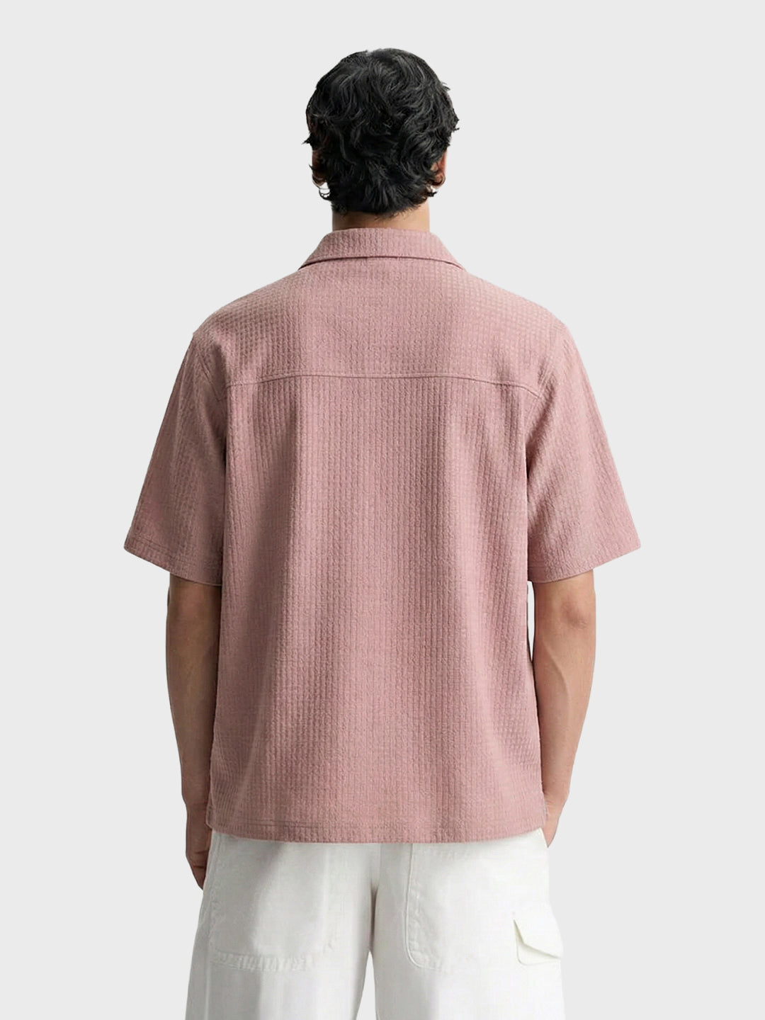 Men's Purple Boxy Fit Textured Casual T-Shirt