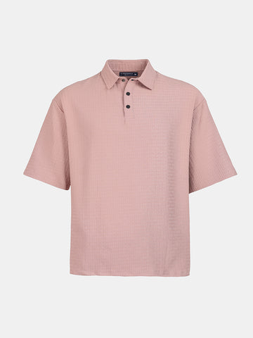 Men's Purple Boxy Fit Textured Casual T-Shirt