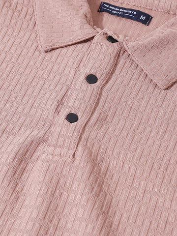 Men's Purple Boxy Fit Textured Casual T-Shirt