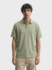 Men's Green Boxy Fit Textured Casual T-Shirt