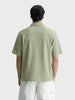 Men's Green Boxy Fit Textured Casual T-Shirt