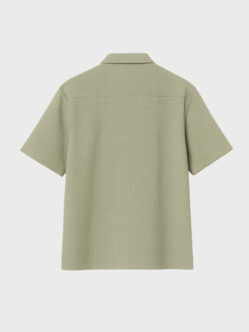 Men's Green Boxy Fit Textured Casual T-Shirt