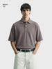 Men's Silver Boxy Fit Textured Casual T-Shirt