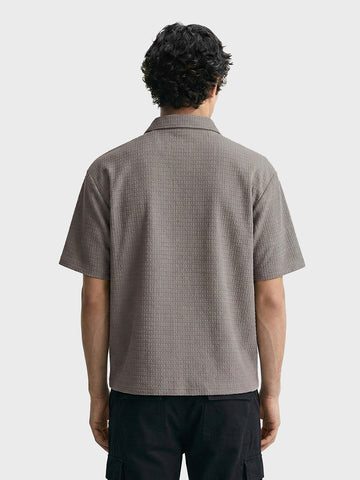 Men's Silver Boxy Fit Textured Casual T-Shirt