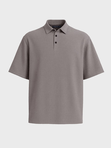 Men's Silver Boxy Fit Textured Casual T-Shirt