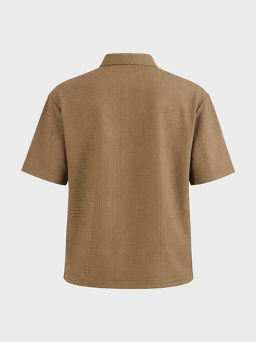 Men's Olive Boxy Fit Textured Casual T-Shirt