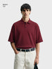 Men's Maroon Boxy Fit Solid Casual Flat Knit Polo T-Shirt