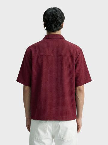 Men's Maroon Boxy Fit Solid Casual Flat Knit Polo T-Shirt