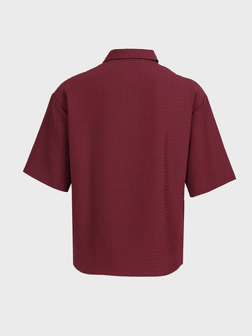 Men's Maroon Boxy Fit Textured Casual T-Shirt