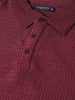 Men's Maroon Boxy Fit Textured Casual T-Shirt