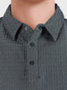 Men's Grey Boxy Fit Textured Casual T-Shirt