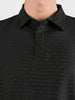 Men's Black Boxy Fit Textured Casual T-Shirt