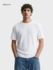 Men's White Boxy Fit Textured Resort Wear T-Shirt
