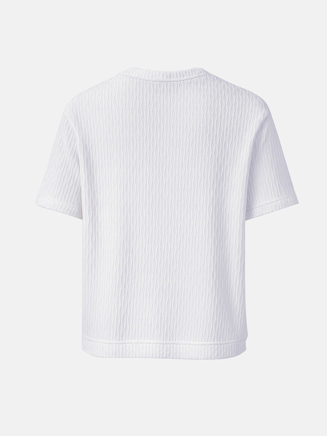 Men's White Boxy Fit Textured Resort Wear T-Shirt